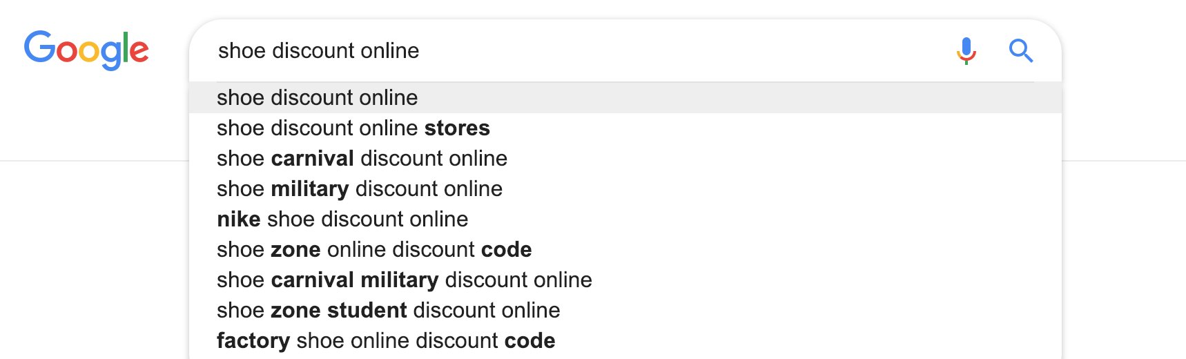 Screenshot of Google Search for shoe discount online